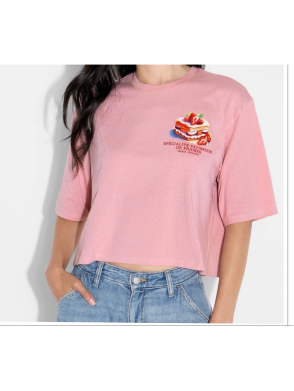 Women's MODERNLUX Pink Strawberry Cake Short Sleeve Tee